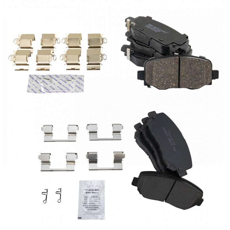 TRQ Front Rear Brake Pads Ceramic Compatible with 20152017 Chrysler 200 20142019 Jeep Cherokee