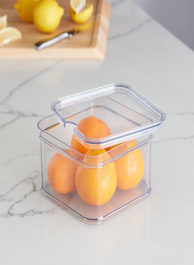 إنترديزاين صندوق تخزين طعام بلاستيكي شفاف من iDesign، قابل للتكديس، مناسب للثلاجة، المكتب، الخزانة، الحمام، خالٍ من مادة BPA، 6.32 بوصة × 6.32 بوصة × 3.76 بوصة، شفاف - Image 5