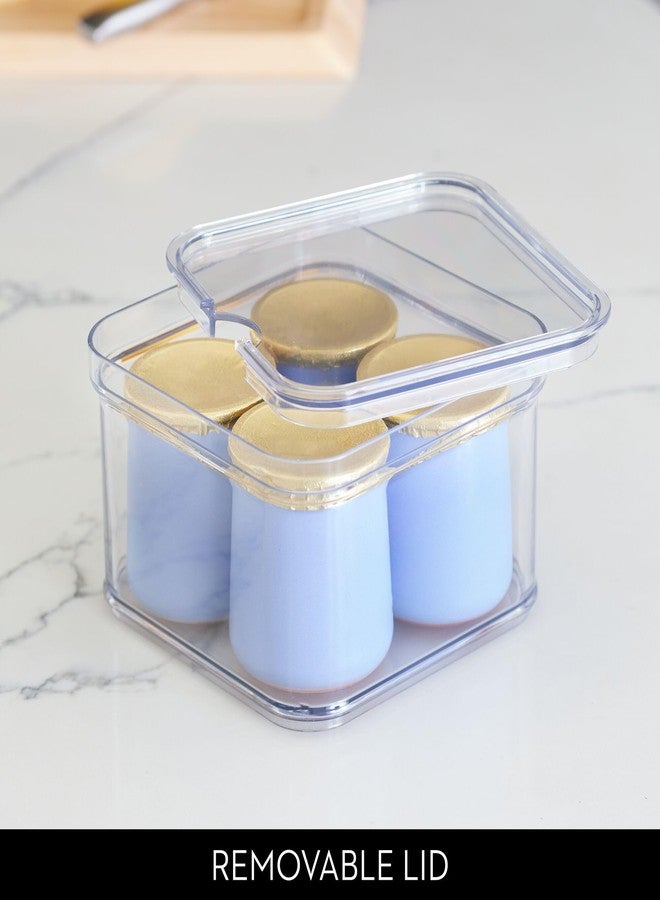 إنترديزاين صندوق تخزين طعام بلاستيكي شفاف من iDesign، قابل للتكديس، مناسب للثلاجة، المكتب، الخزانة، الحمام، خالٍ من مادة BPA، 6.32 بوصة × 6.32 بوصة × 3.76 بوصة، شفاف - Image 4