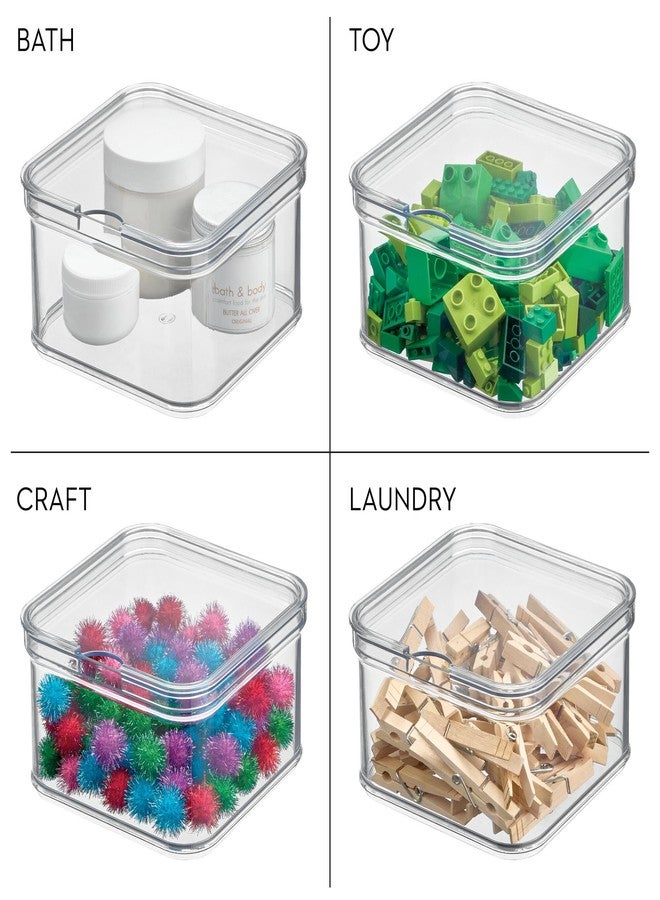 إنترديزاين صندوق تخزين طعام بلاستيكي شفاف من iDesign، قابل للتكديس، مناسب للثلاجة، المكتب، الخزانة، الحمام، خالٍ من مادة BPA، 6.32 بوصة × 6.32 بوصة × 3.76 بوصة، شفاف - Image 3