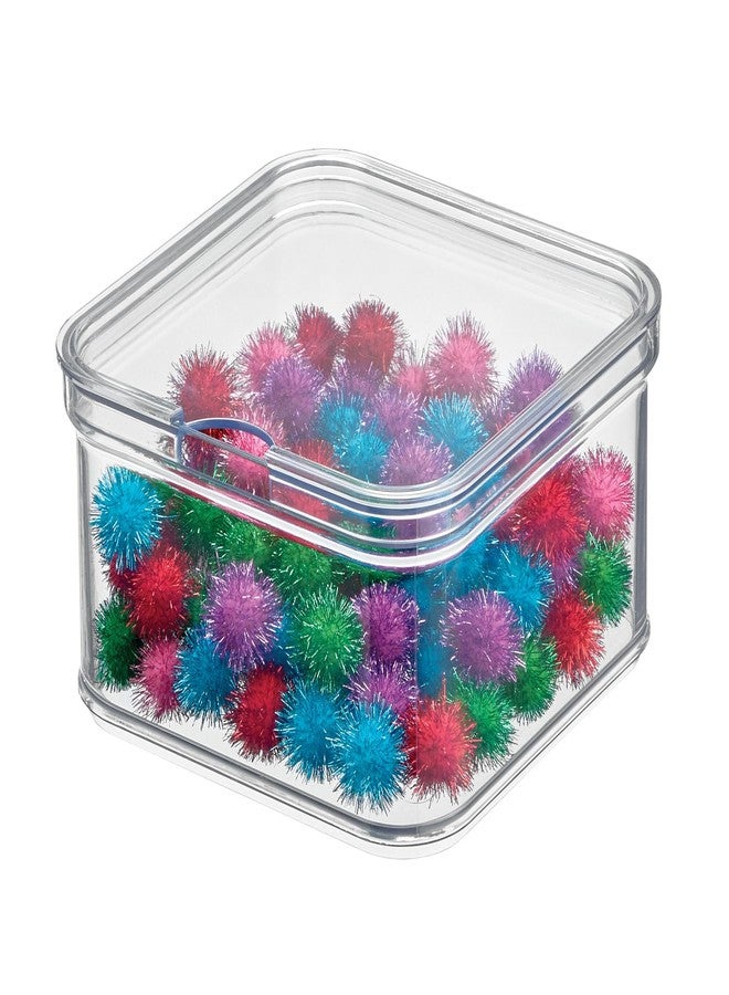 إنترديزاين صندوق تخزين طعام بلاستيكي شفاف من iDesign، قابل للتكديس، مناسب للثلاجة، المكتب، الخزانة، الحمام، خالٍ من مادة BPA، 6.32 بوصة × 6.32 بوصة × 3.76 بوصة، شفاف - Image 1