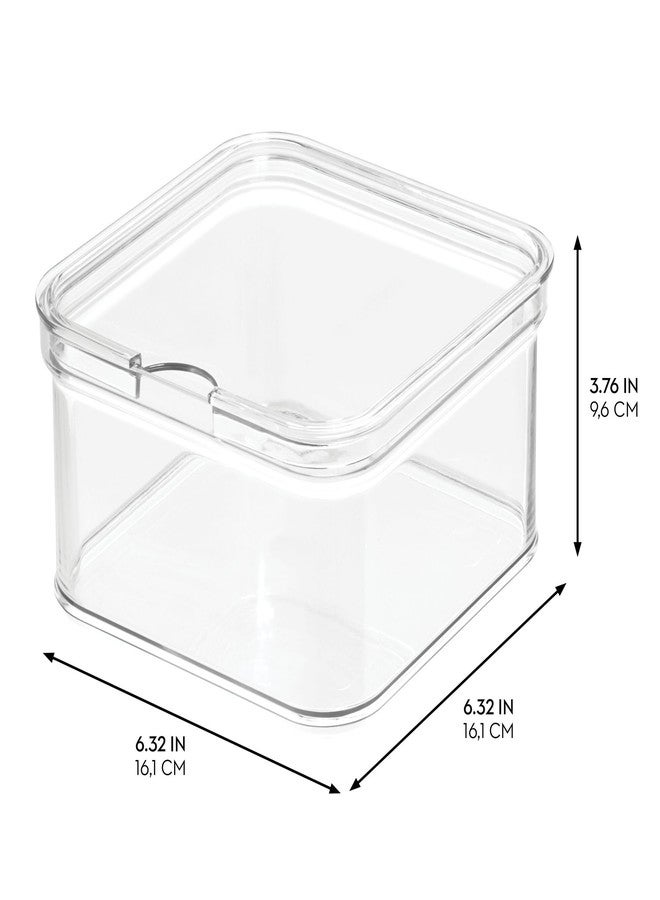 إنترديزاين صندوق تخزين طعام بلاستيكي شفاف من iDesign، قابل للتكديس، مناسب للثلاجة، المكتب، الخزانة، الحمام، خالٍ من مادة BPA، 6.32 بوصة × 6.32 بوصة × 3.76 بوصة، شفاف - Image 2