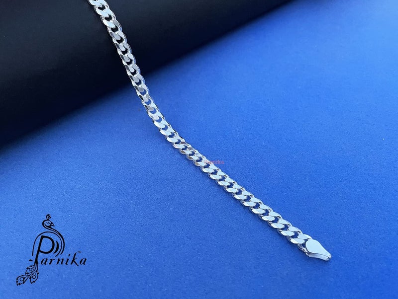 Parnika (Formerly MJ 925 Stylish Gents Bracelet in Pure 92.5 Sterling Silver for Boys/Men | With Certificate of Authenticity | Silver Rakhi Bracelet for Brother | (Curb) - Image 3