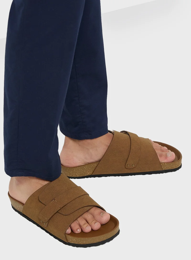 Robert Wood Camel Casual Comfort Sandals for Men | Best Price UAE