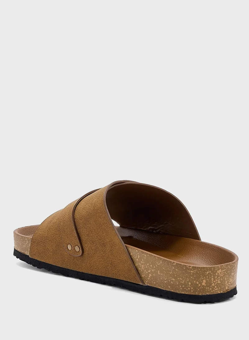 Robert Wood Camel Casual Comfort Sandals for Men | Best Price UAE
