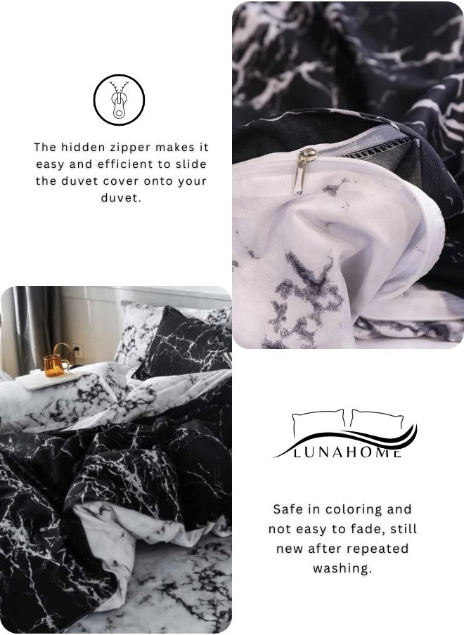 LUNA Home Single Size Bedding Set 4 Pieces Without Filler, Marble Design.  - Image 5