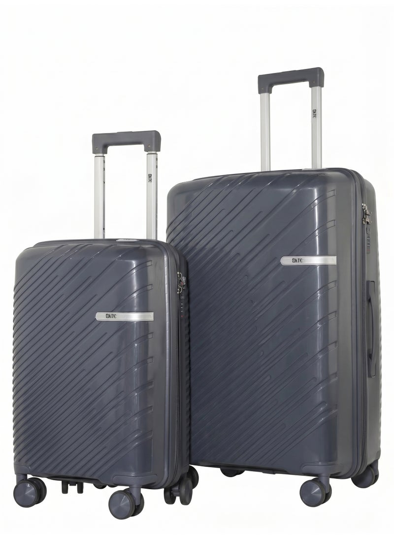 KTMC Polypropylene Luggage 20" Carry-On & 28" Check-in Suitcases, H-8882 Dark Grey - Image 1