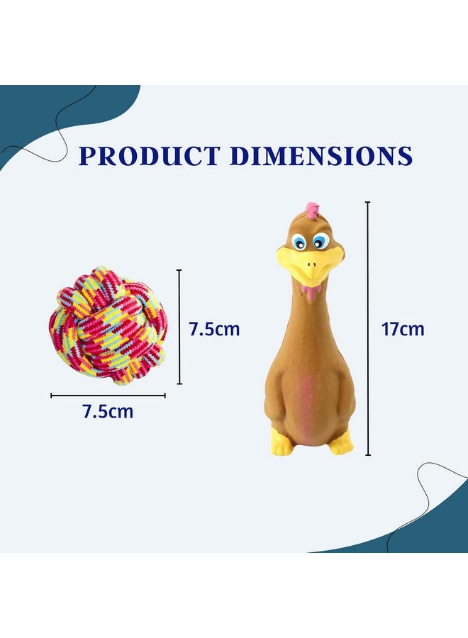 5 In 1 Squeaky And Chew Rope Dog Toy Combo - (2Knot Rope + Cotton Ball + Carrot + Corn Stick + Brown Duck) | Chewing, Playing, And Teething Toy For Small Dogs And Puppies - Image 3