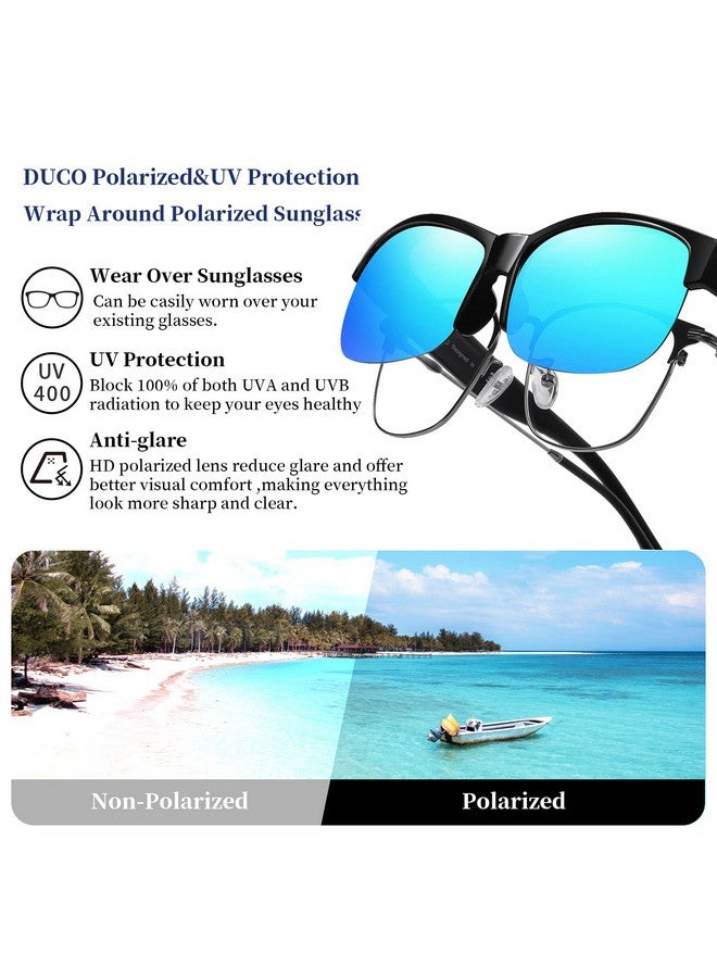 Duco Fit Over Glasses Unisex Wraparound Glasses Fashion Rimless Wear Over Glasses Polarized Sunglasses For Men And Women 8960 - Image 5