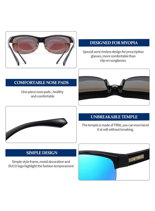 Duco Fit Over Glasses Unisex Wraparound Glasses Fashion Rimless Wear Over Glasses Polarized Sunglasses For Men And Women 8960 - Image 4