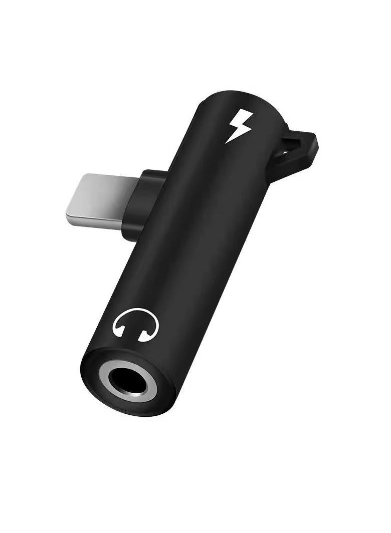 AROAQ Aluminum Headphone Adapter, 2 In 1 Audio Headphone Charging Dual Adapter Splitter, Strong And Durable Aux Audio Jack And Charging Dongle Earphone Splitter, (Black, Pack Of 2pcs) - Image 1