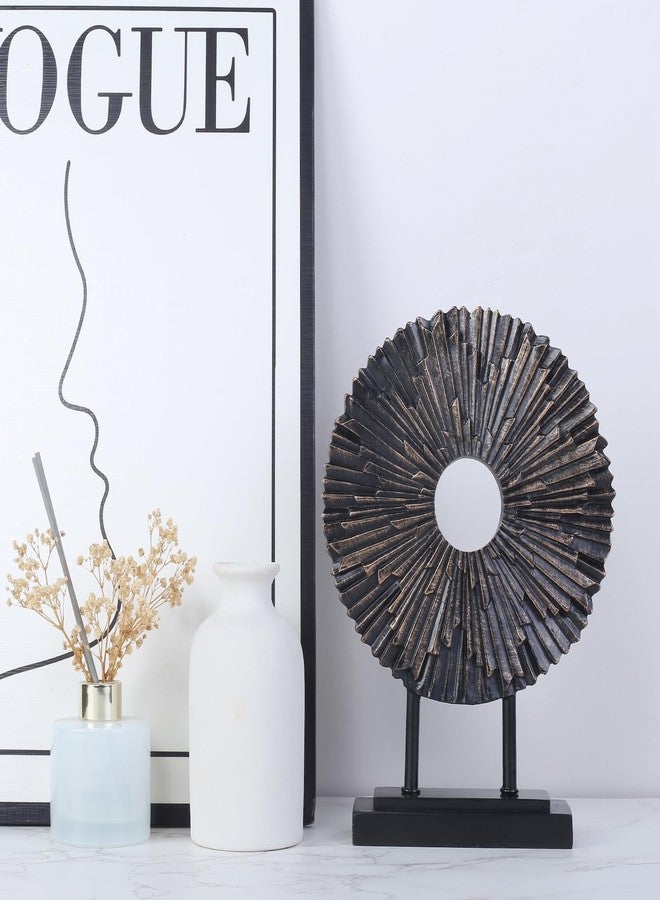 CECKQUE Minimalist Round Statue Above Cabinet Decor Kitchen, Modern Decorative Sculpture Home Decorations for Living Room Coffee Table, Office Decor Items, Center Pieces Decoration (Black) - Image 3