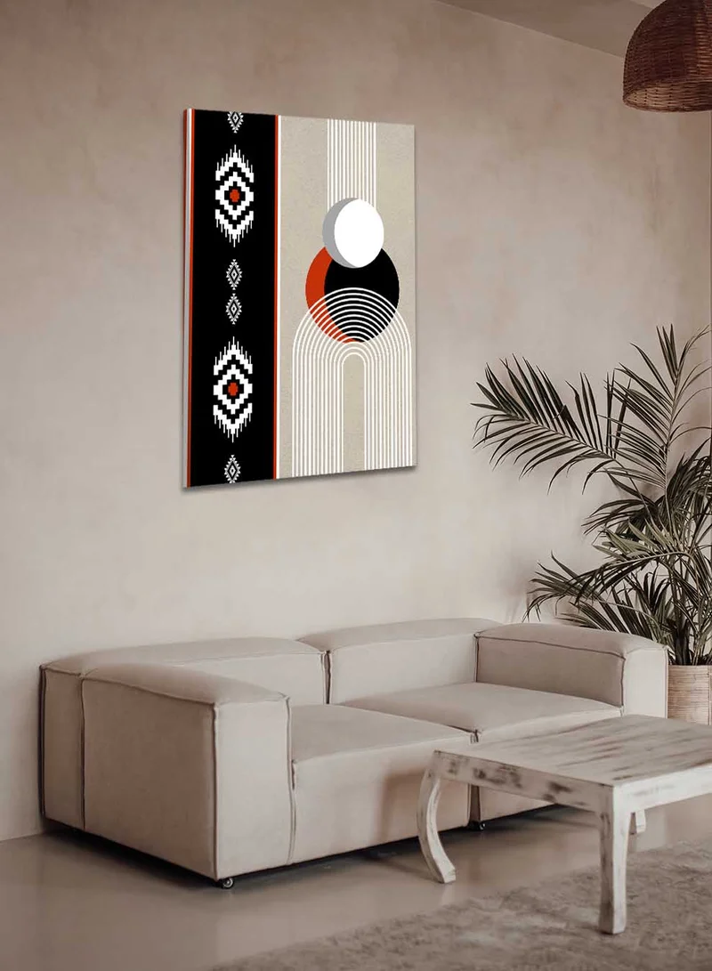 LOWHA Canvas Wall Art Stretched Over Wooden Frame with Saudi Inspired Pattern