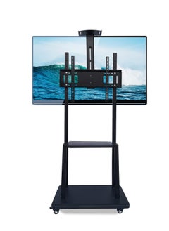 Rabos Mobile TV Stand Rolling TVs Cart with Wheels for 32-75 Inch LCD LED Flat Curved Screen TVs Height Adjustable Heavy-Duty Floor TV Stand with Sturdy Base Max  - Image 1