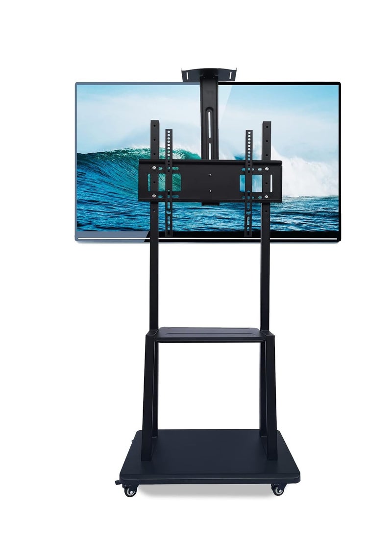 Rabos Mobile TV Stand Rolling TVs Cart with Wheels for 32-75 Inch LCD LED Flat Curved Screen TVs Height Adjustable Heavy-Duty Floor TV Stand with Sturdy Base Max - Image 1