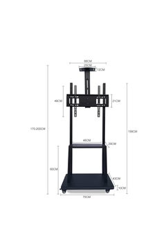 Rabos Mobile TV Stand Rolling TVs Cart with Wheels for 32-75 Inch LCD LED Flat Curved Screen TVs Height Adjustable Heavy-Duty Floor TV Stand with Sturdy Base Max  - Image 3