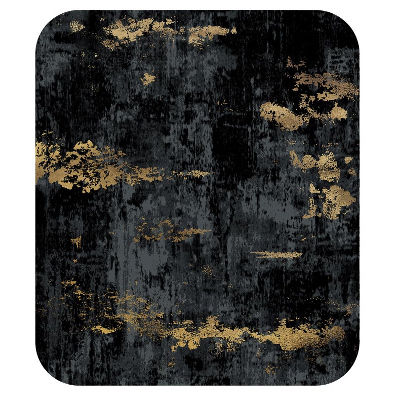RELEANY Washable Area Rugs 6ft Non-Slip Modern Abstract Soft for Living Room Entryway Bedroom Nursery  Print Pattern  Dark Black Gold