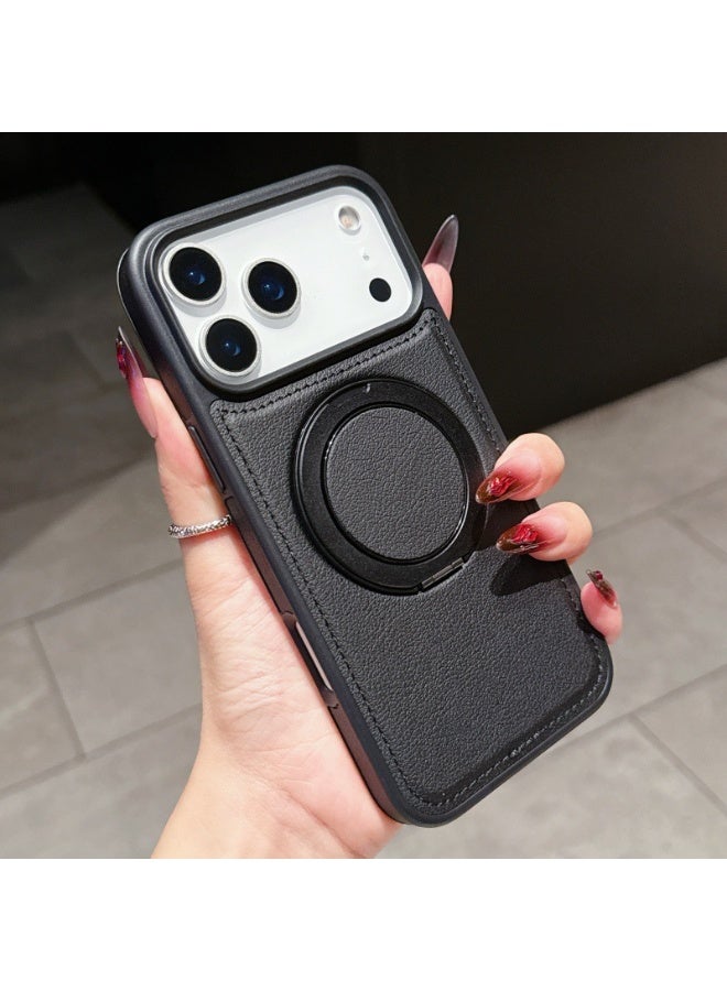 Suitable for iPhone 17 Pro leather magnetic protective case, anti drop and anti protection, black - Image 2