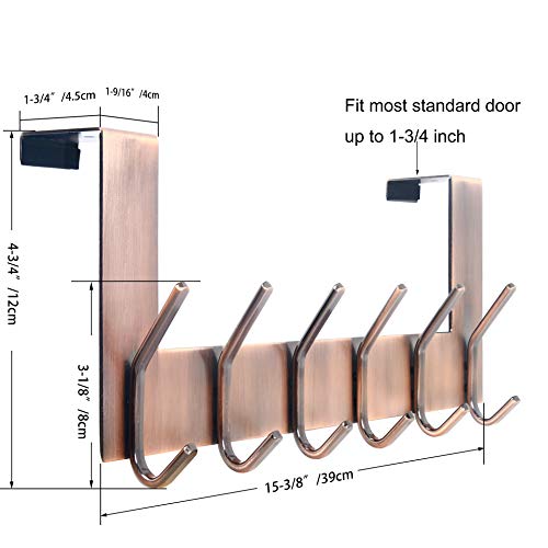 WEBI Over The Door Hooks for Hanging,Door Hanger,Over The Door Towel Rack,Over Door Coat Rack for Hanging Clothes,Towels,Antique Copper,2 Packs - Image 2