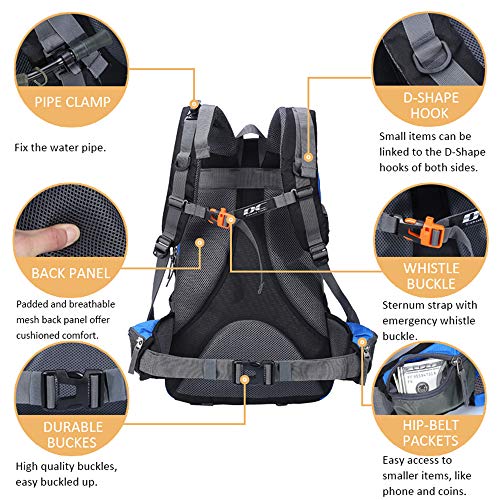 Diamond Candy Waterproof Hiking Backpack for Men and Women, Lightweight Day Pack for Travel Camping, Darkblue, 40L - Image 3