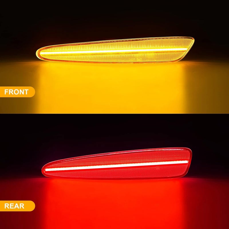 R&F Auto 4PCS LED Side Marker Lights for Corvette C6 (2005-2013) - Amber Red Clear Lens - Image 2