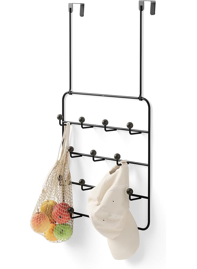 Umbra Estique Multi Over The Door Organizer Hooks, Black/Walnut Large - Image 1