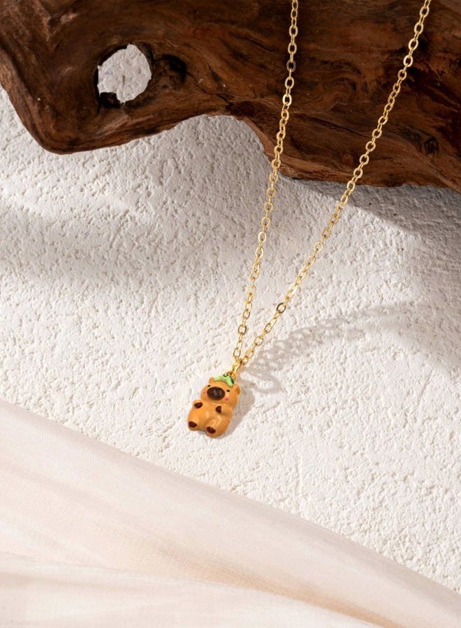 Baydurcan 14K Golden Plated Pendant Necklaces for Women - Positive Flamingo Capybara Giraffe Peace Gifts for Friends Sister Daughter, Birthday, Christmas, Graduation Gifts, one size, Brass, No - Image 4