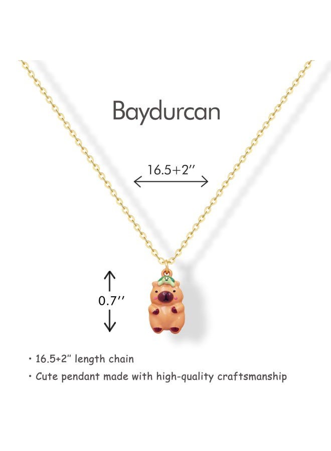 Baydurcan 14K Golden Plated Pendant Necklaces for Women - Positive Flamingo Capybara Giraffe Peace Gifts for Friends Sister Daughter, Birthday, Christmas, Graduation Gifts, one size, Brass, No - Image 2