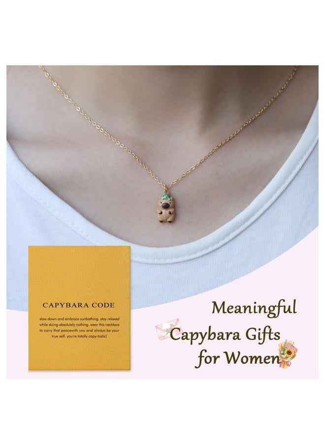 Baydurcan 14K Golden Plated Pendant Necklaces for Women - Positive Flamingo Capybara Giraffe Peace Gifts for Friends Sister Daughter, Birthday, Christmas, Graduation Gifts, one size, Brass, No - Image 5