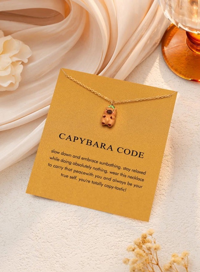 Baydurcan 14K Golden Plated Pendant Necklaces for Women - Positive Flamingo Capybara Giraffe Peace Gifts for Friends Sister Daughter, Birthday, Christmas, Graduation Gifts, one size, Brass, No - Image 3
