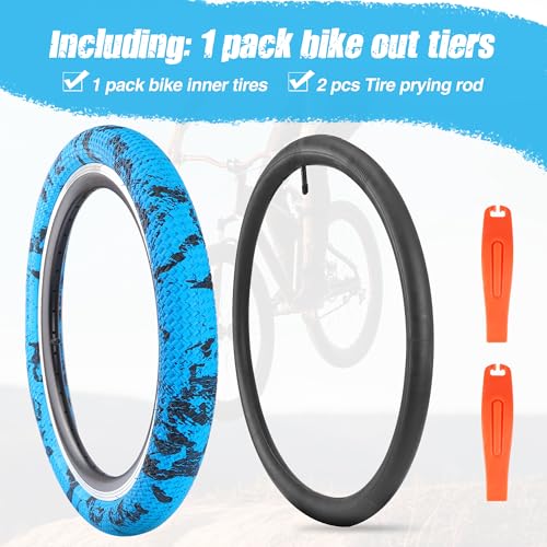 WEEROCK 20 Inch Bike Tire Kid Bike Tire 1 Pack 20 x 2.1(56-406) Folding Bead Replacement Tyre with 20In Inner Tube for 20" Bicycles, Child Bicycle, MTB, Mountain Bike, BMX, Camouflage Blue Black - Image 3