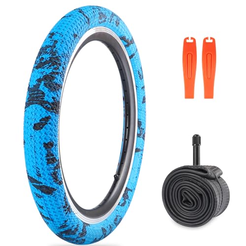 WEEROCK 20 Inch Bike Tire Kid Bike Tire 1 Pack 20 x 2.1(56-406) Folding Bead Replacement Tyre with 20In Inner Tube for 20" Bicycles, Child Bicycle, MTB, Mountain Bike, BMX, Camouflage Blue Black - Image 1