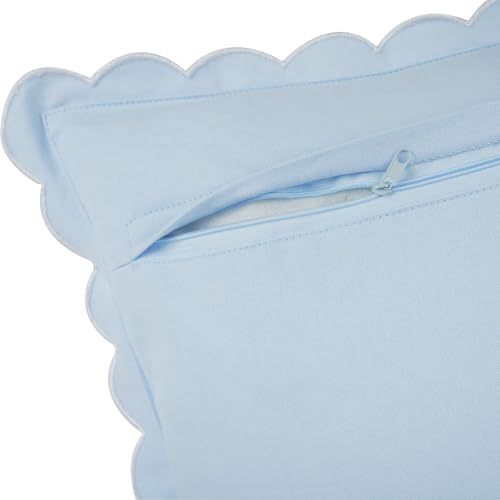 Mrcrypos Blue Scalloped Pillow Covers 18X18 Set of 2 Throw Pillow Covers Scallop Boho Accent Decorative Throw Pillows for Home Living Room Sofa Couch Bed and Outdoor Décor - Image 5