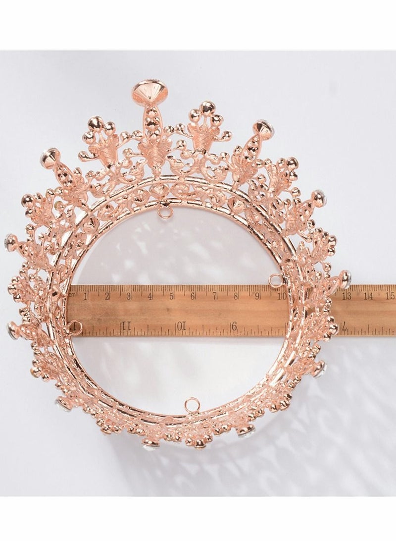 NIBEMINENT Crown for Women, Birthday Headband Girls Crystal Queen Crown, Rose Gold Tiara, Hair Accessories Bride Party Bridesmaids Bridal Prom Holiday Costume Cosplay, Full Round Style - Image 3