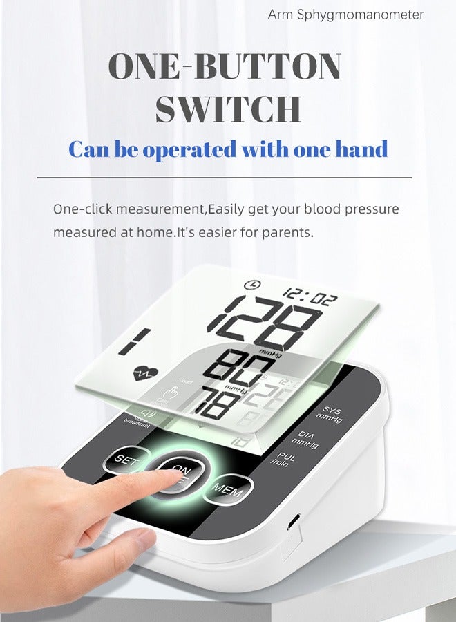 أولو جهاز قياس ضغط الدم ، جهاز ضغط الدم الرقمي 2x90 Memories Dual User مع شاشة LCD كبيرة للصوت ، سوار قابل للتعديل USB شحن أوتوماتيكي للذراع العلوي - Image 5