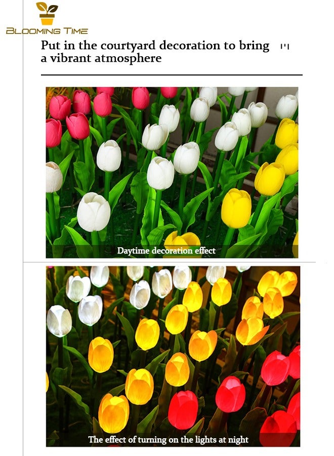 BLOOMING TIME Two Solar Tulip Lights, Lawn Lights, Outdoor Led Simulation Flower Ground Plug-In Lights, Outdoor Waterproof Courtyard Atmosphere Decoration Colorful Lights  - Image 3