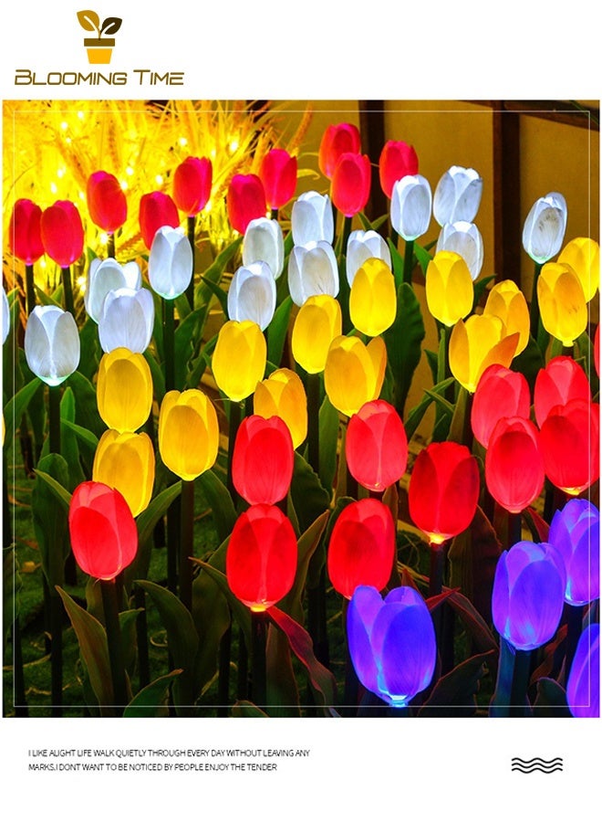 بلومنغ تايم اثنين من الطاقة الشمسية مصباح مصباح في الهواء الطلق الصمام مصباح الحديقة محاكاة زهرة الأرض المكونات في الهواء الطلق للماء في الغلاف الجوي فناء الديكور أضواء ملونة - Image 1