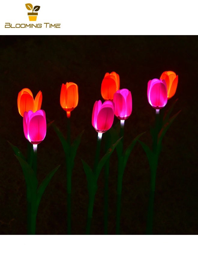 بلومنغ تايم اثنين من الطاقة الشمسية مصباح مصباح في الهواء الطلق الصمام مصباح الحديقة محاكاة زهرة الأرض المكونات في الهواء الطلق للماء في الغلاف الجوي فناء الديكور أضواء ملونة - Image 5