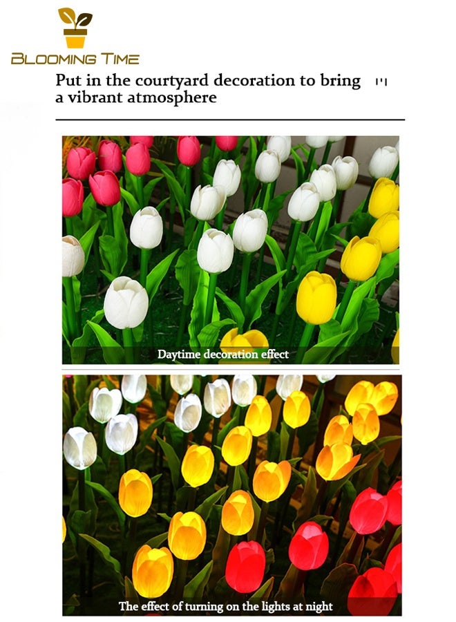 بلومنغ تايم اثنين من الطاقة الشمسية مصباح مصباح في الهواء الطلق الصمام مصباح الحديقة محاكاة زهرة الأرض المكونات في الهواء الطلق للماء في الغلاف الجوي فناء الديكور أضواء ملونة - Image 4