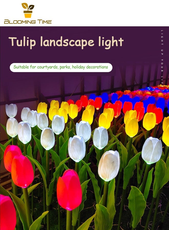 بلومنغ تايم اثنين من الطاقة الشمسية مصباح مصباح في الهواء الطلق الصمام مصباح الحديقة محاكاة زهرة الأرض المكونات في الهواء الطلق للماء في الغلاف الجوي فناء الديكور أضواء ملونة - Image 3