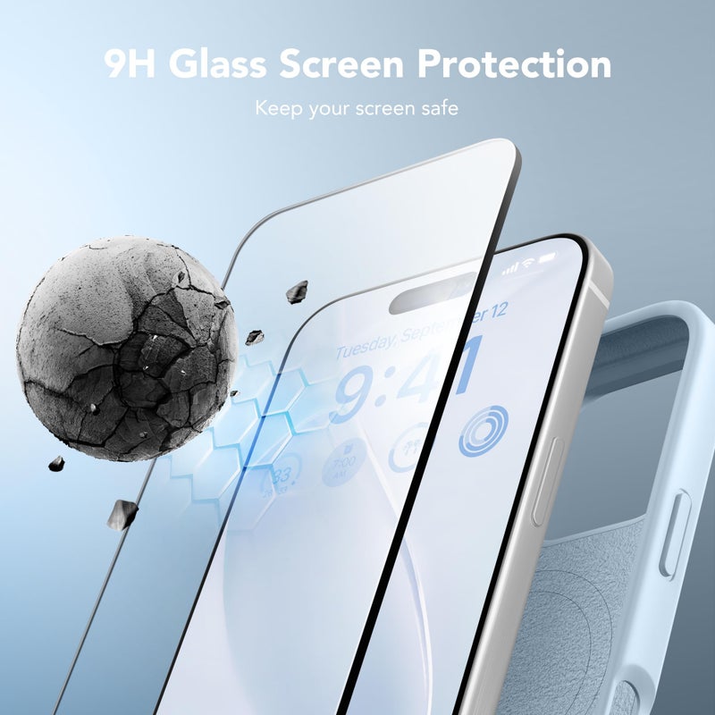 GONEZ Magnetic for iPhone 16 Pro Max Case, Compatible with MagSafe, Liquid Silicone Case, with Screen Protector + Camera Protector, Full Body Protective Shockproof Phone Cover 6.9", Blue - Image 5