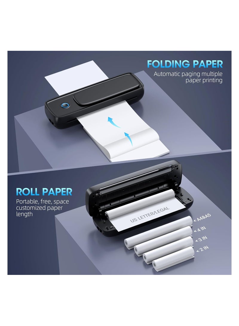 طابعات محمولة للسفر مع حامل هاتف، حرارية، لاسلكية، بلوتوث، طابعة صغيرة بدون حبر لدعم السفر بحجم 8.5" × 11" للخطاب والوثائق القانونية A4 و A5، متوافقة مع أنظمة أندرويد و iOS - Image 3
