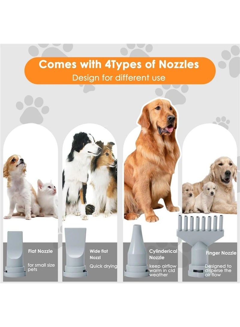 GT-Wheel Pet Grooming Hair Dryer with 4 Different Nozzles Temperature Control Adjustable Speed and Low Noise - Image 5