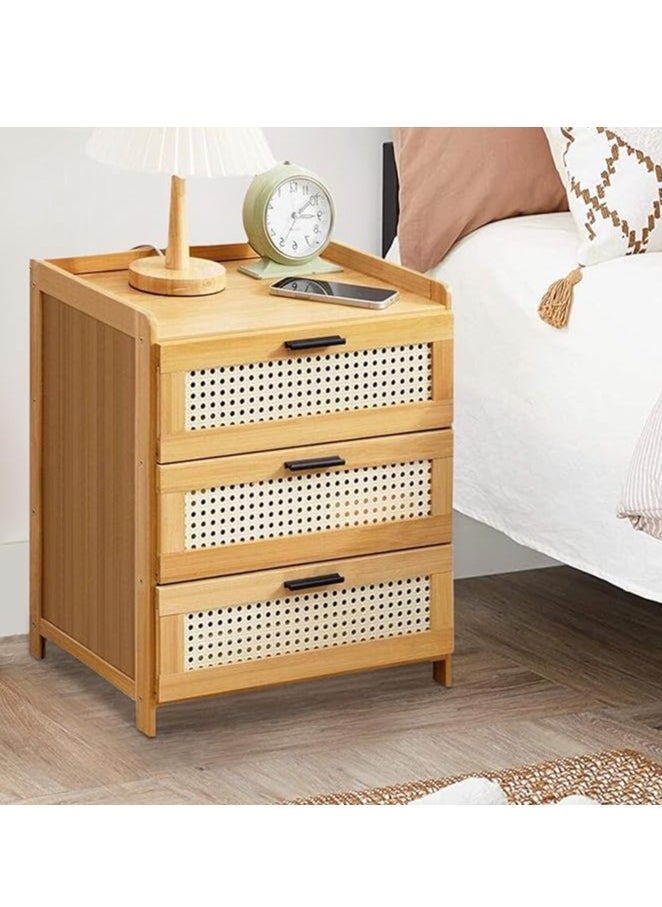 Generic - Nightstand Bedside Table Wooden Sofa Side Table End Table with 3 Drawers Bedside Storage Cabinet for Bedroom Living Room Office（42*31*50CM） ﻿ - Image 1