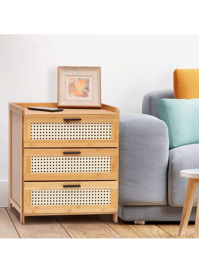 Generic - Nightstand Bedside Table Wooden Sofa Side Table End Table with 3 Drawers Bedside Storage Cabinet for Bedroom Living Room Office（42*31*50CM） ﻿ - Image 1