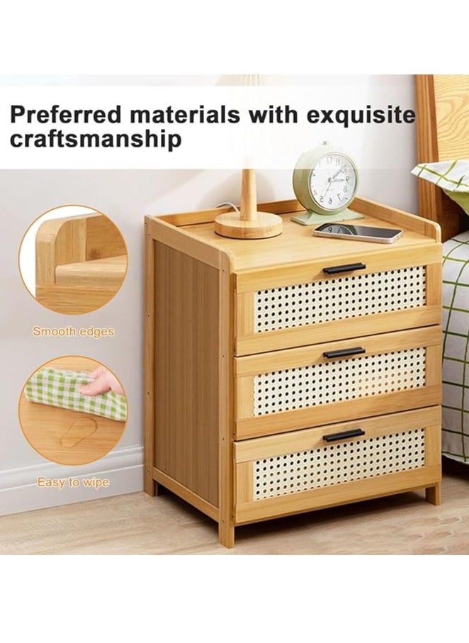 Generic - Nightstand Bedside Table Wooden Sofa Side Table End Table with 3 Drawers Bedside Storage Cabinet for Bedroom Living Room Office（42*31*50CM） ﻿ - Image 1