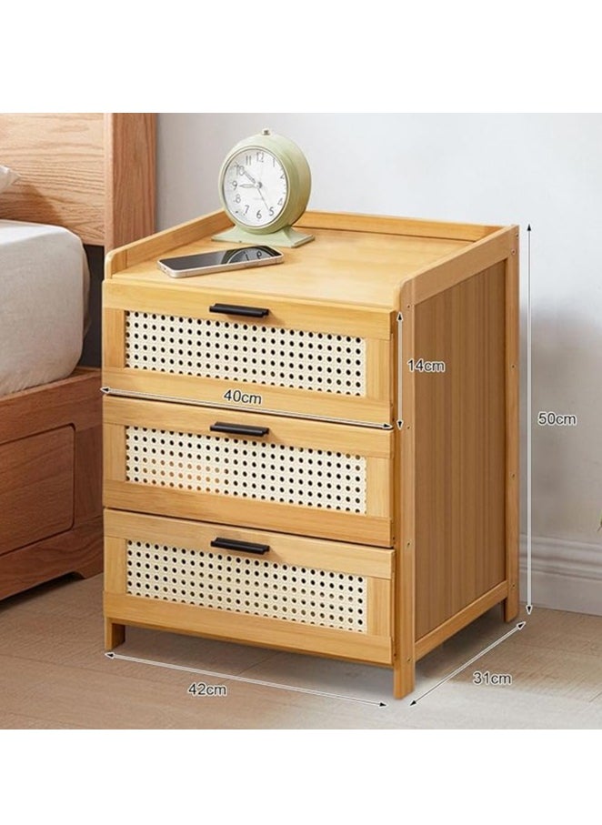 Generic - Nightstand Bedside Table Wooden Sofa Side Table End Table with 3 Drawers Bedside Storage Cabinet for Bedroom Living Room Office（42*31*50CM） ﻿ - Image 1