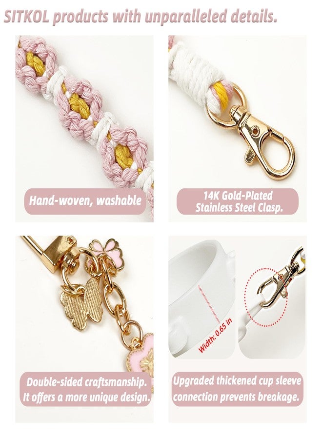 SITKOL Cute Letter Charm Set Compatible with Owala Water Bottle 24 oz, 32 oz, 40 oz, Owala Kids, Owala Coffee Tumbler, Owala FreeSip - Includes Handle Strap, for Owala & Stanley Cup Accessories (Pink, L) - Image 4
