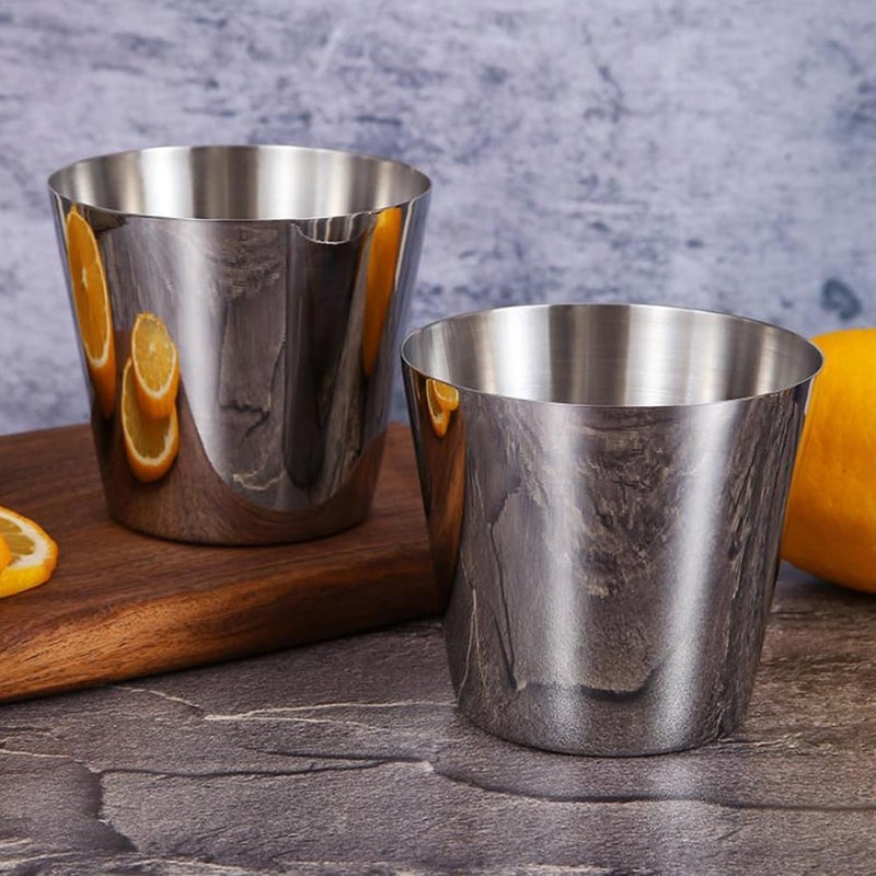 Hemoton 3pcs Stainless Steel French Fry Cups Snack and Juice Cup Containers for Home Restaurant and Hotel Use Silver Drink Cups for Condiments and Dipping Sauces - Image 4