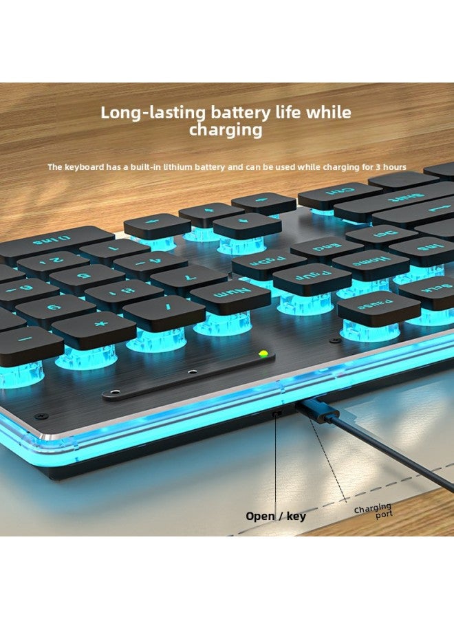 Wireless Bluetooth Girls Office Computer Keyboard Mouse Suit Keyboard Mouse X Mute Game Feel Mechanical 7S Electric Competition-Color:Black Blu-ray 【wireless Keyboard And Mouse Set】 Keyboard And Mou - Image 5